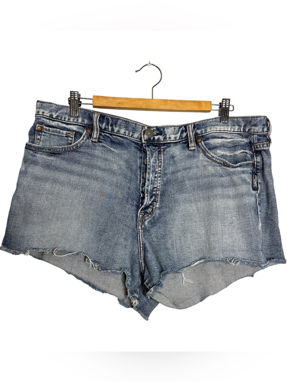 Silver Jeans Retro Fit Mom Short Indigo Button Fly High Rise, size 34x2.5